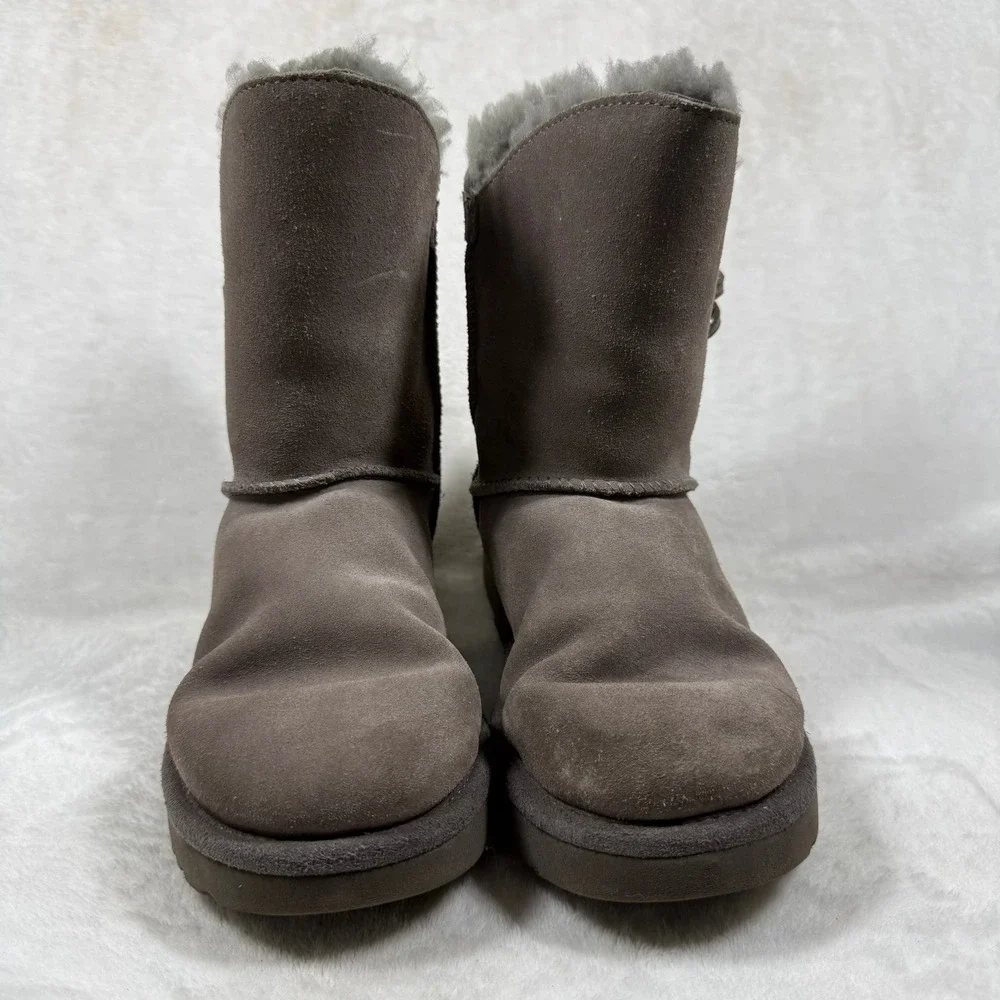 UGG Gita Grey Suede Shearling Lace Up Boots 1018629 Womens Size 6